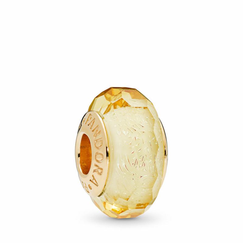 Pandora Australia Golden Faceted Murano Glass Charm - 18ct Gold Plated | AFXPQI750